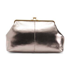 AMERICAN LEATHER CO. Leather Oversized Kisslock Clutch